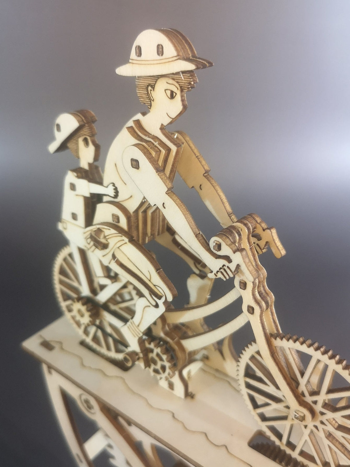 Father and Son Bicycle 3D Wooden Puzzle – Handmade DIY Assembly Model for Creative Desk Decoration