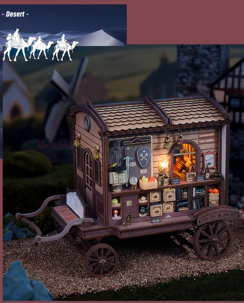 DIY Wooden Miniature Dollhouse Kit - 3D Puzzle Magic Cabin with Furniture, Creative Handmade Craft Model Gift for Friends and Home Decoration