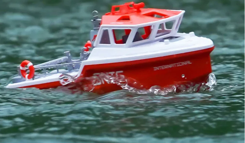 Brushless RC Rescue Boat – High-Speed Turbojet Waterproof Speedboat Simulation Model for Remote Control Racing, Water Adventures and Hobby Enthusiasts