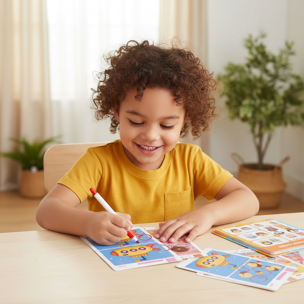 Reusable Wiping Paper Focus Training Game - Educational Paper Activity for Attention Development, Learning Skills and Brain Training Fun