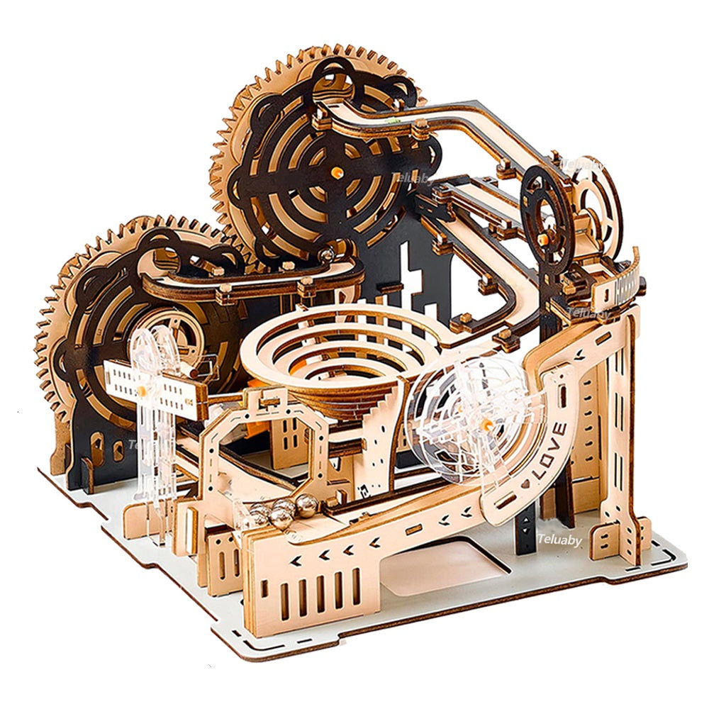 Wooden Marble Run Puzzle – 3D STEAM Mechanical Track Building Kit for Kids and Adults Educational Fun
