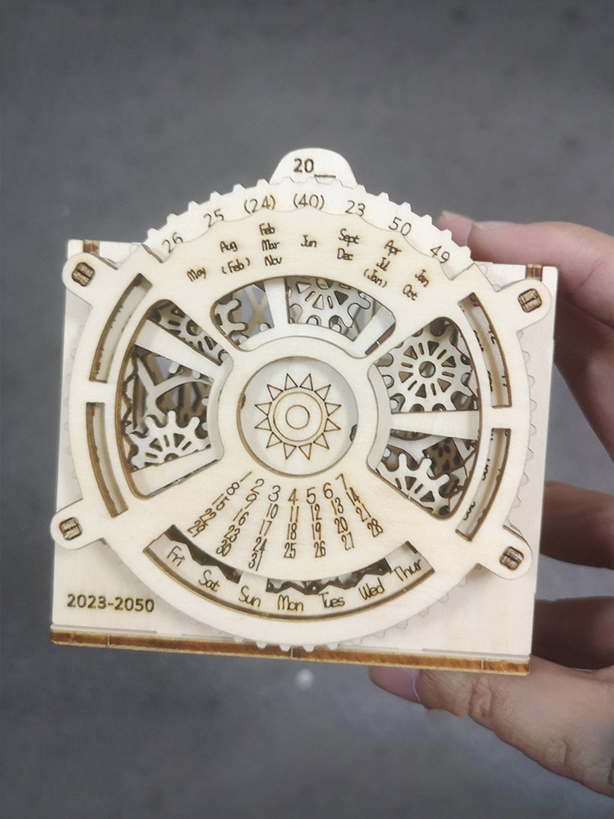 DIY Wooden Perpetual Calendar Pen Holder Puzzle – Mechanical Construction 3D Model Kit for Teens and Adults Creative Desk Decor