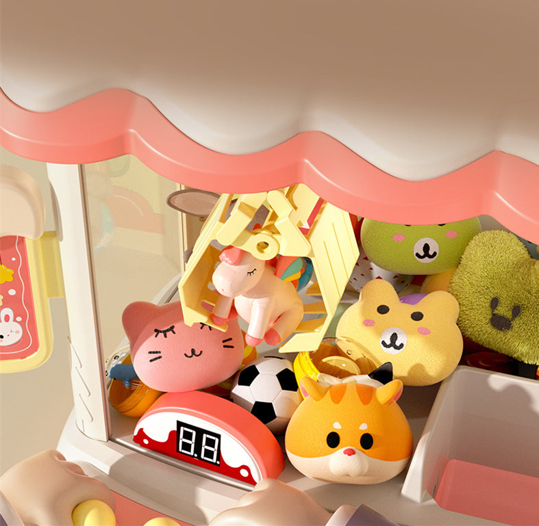 Mini Dinosaur Claw Machine Toy - Coin Operated Rabbit Arcade Crane Game for Kids Birthday Gifts and Interactive Home Entertainment