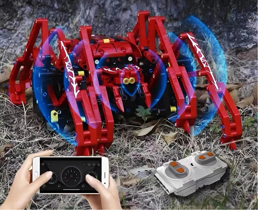 RC Red Spider Robot – 818-Piece STEM Building Blocks Construction Kit with Remote Control Features for Kids, Creative Learning and Gifts