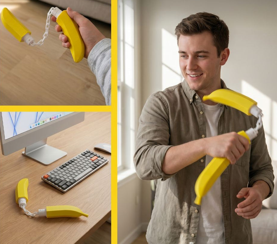 Exquisite Banana Nunchaku Toy – 3D Printed Creative Fruit-Shaped Decompression Model for Casual Fidget Play, Desktop Decor, Novelty Gifts and Collectors