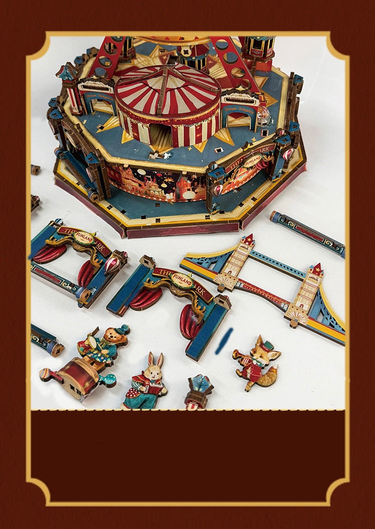 DIY Wooden Ferris Wheel Music Box - 3D Miniature Assembly Kit with Moving Parts, Creative Home Decoration Gift for Friends Birthday and Craft Lovers