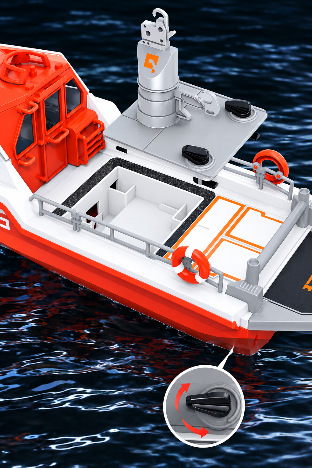 Brushless RC Rescue Boat – High-Speed Turbojet Waterproof Speedboat Simulation Model for Remote Control Racing, Water Adventures and Hobby Enthusiasts
