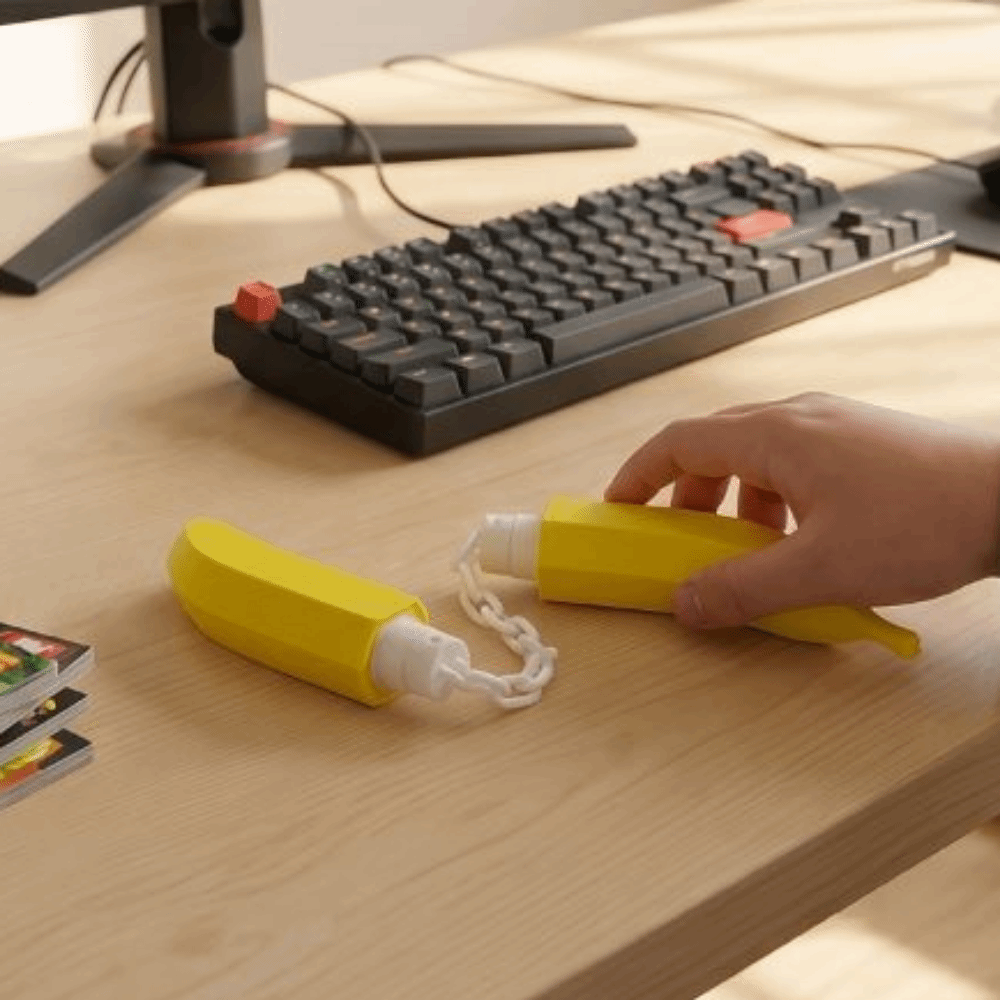 Exquisite Banana Nunchaku Toy – 3D Printed Creative Fruit-Shaped Decompression Model for Casual Fidget Play, Desktop Decor, Novelty Gifts and Collectors