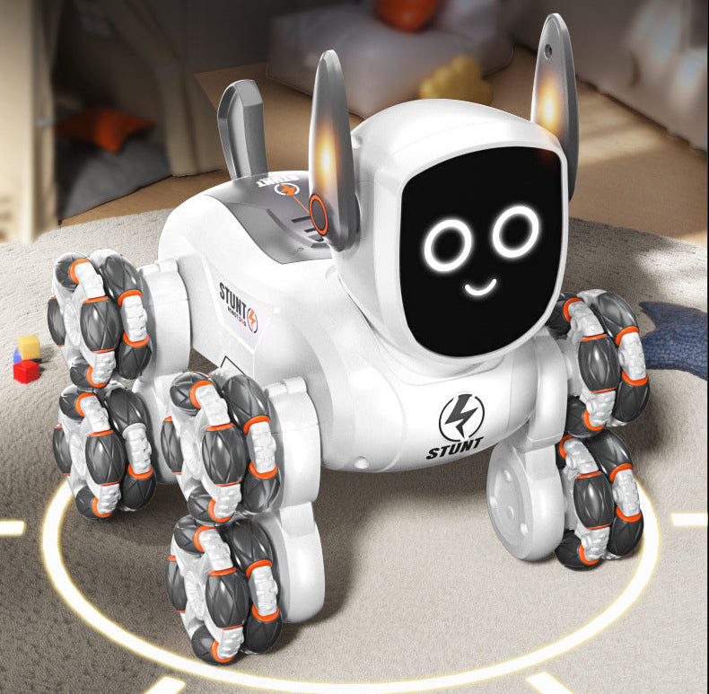 Smart Robot Dog Toy – Voice and Gesture-Controlled Mechanical Pet with Multiwheel Stunts for Interactive Kids Play and Creative Gifts