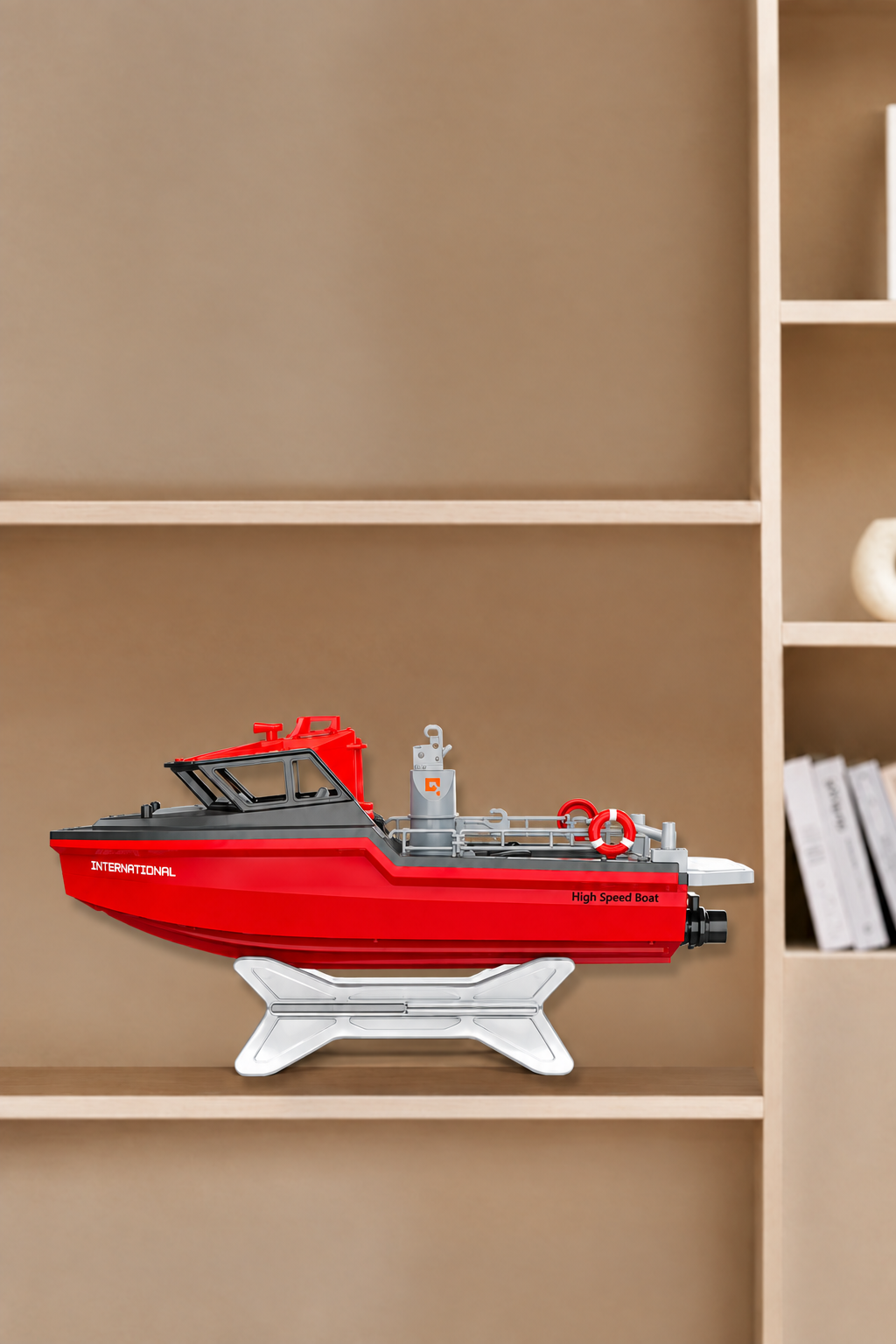 Brushless RC Rescue Boat – High-Speed Turbojet Waterproof Speedboat Simulation Model for Remote Control Racing, Water Adventures and Hobby Enthusiasts