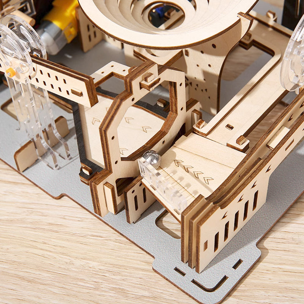 Wooden Marble Run Puzzle – 3D STEAM Mechanical Track Building Kit for Kids and Adults Educational Fun