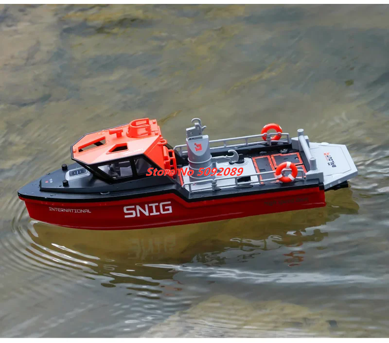 Brushless RC Rescue Boat – High-Speed Turbojet Waterproof Speedboat Simulation Model for Remote Control Racing, Water Adventures and Hobby Enthusiasts