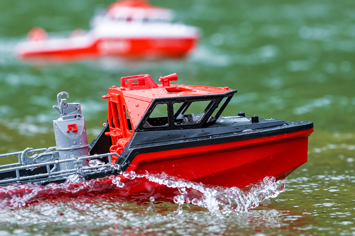 Brushless RC Rescue Boat – High-Speed Turbojet Waterproof Speedboat Simulation Model for Remote Control Racing, Water Adventures and Hobby Enthusiasts