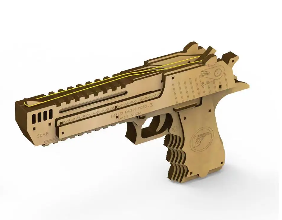 DIY Wooden Mechanical Gun Model Kit – 3D Shooting Style Assembly Puzzle Toy for Kids and Teens Creative STEM Gift