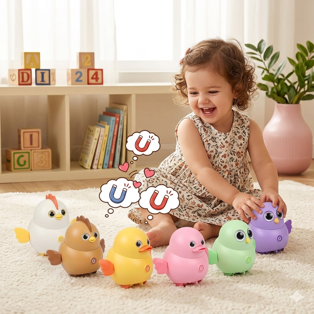 Magnetic Walking Chick Toy - Interactive Electric Chicken for Toddlers, Developmental Learning and Fun Educational Playtime
