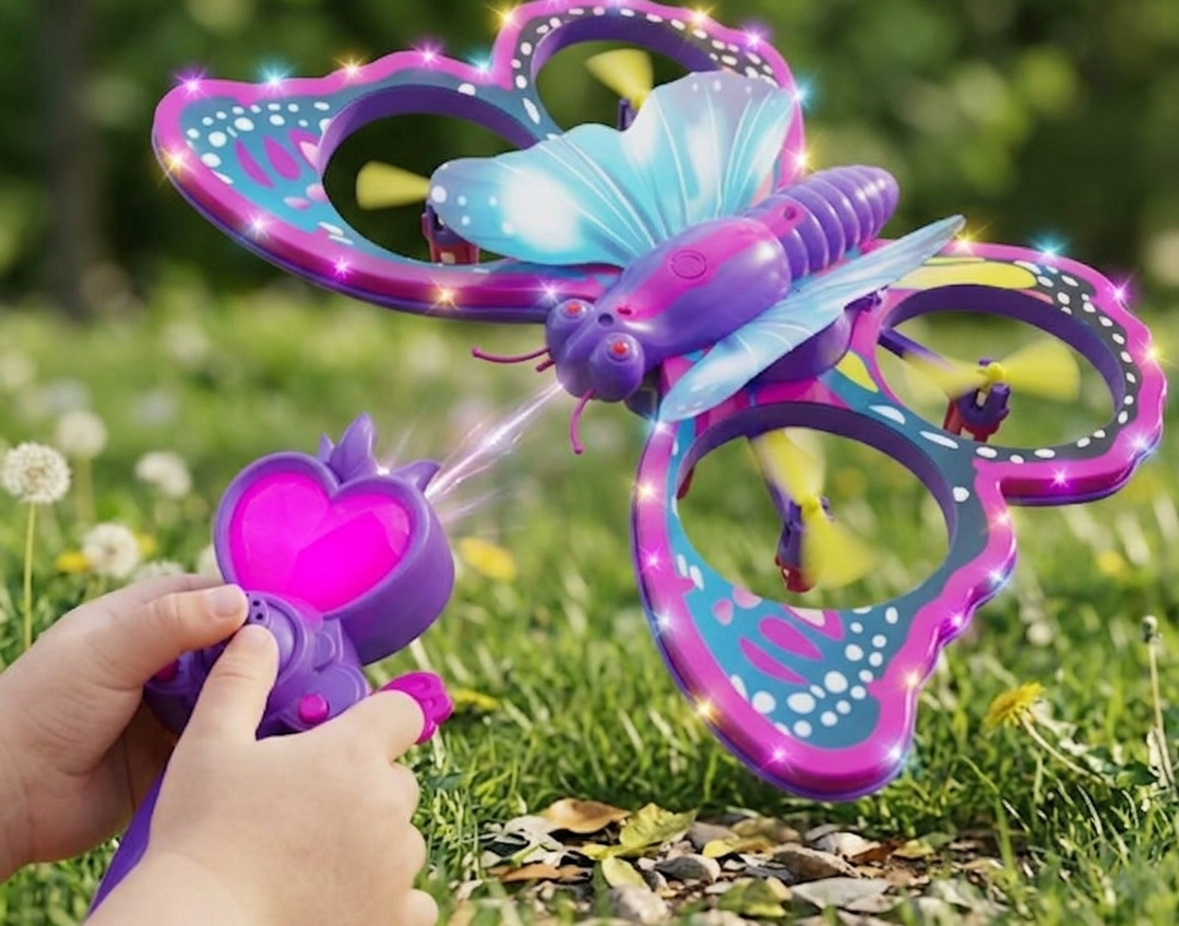 Butterfly Remote Control Mini Drone Toy – 2.4GHz RC Glitter Quadcopter with Gravity Sensor, Glitter Flying Toy for Kids, Fun Indoor Outdoor Children Gift