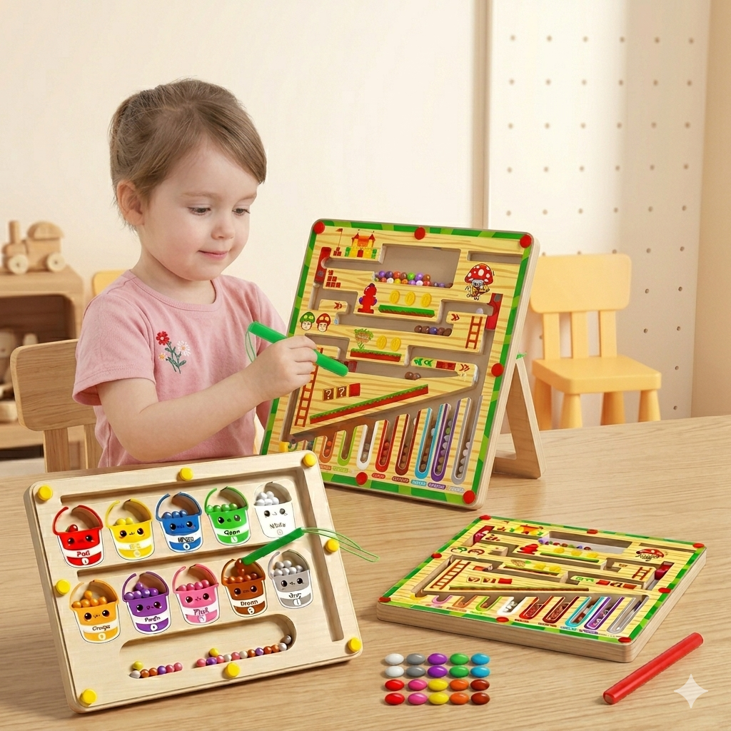 Magnetic Maze Ball Puzzle - Montessori Early Education Toy for Concentration Training, Logic Thinking and Fine Motor Skills