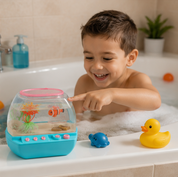 Interactive Music Fish Tank Toy - Cartoon Aquarium Playset with Lights and Sound for Kids Educational Entertainment and Fun