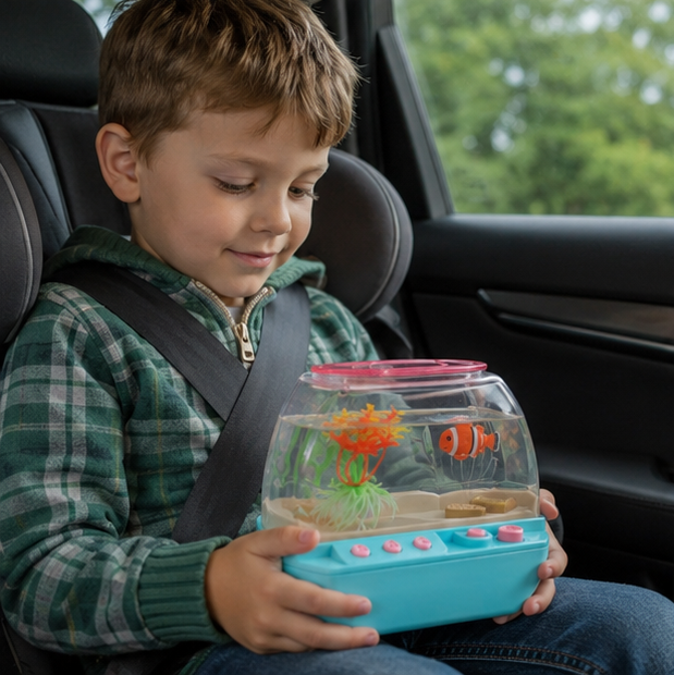 Interactive Music Fish Tank Toy - Cartoon Aquarium Playset with Lights and Sound for Kids Educational Entertainment and Fun