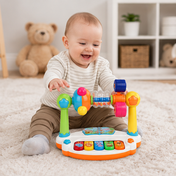 Kids Musical Piano Keyboard - Light and Sound Educational Toy for Toddlers Learning Rhythm, Music and Coordination