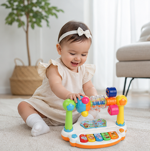 Kids Musical Piano Keyboard - Light and Sound Educational Toy for Toddlers Learning Rhythm, Music and Coordination