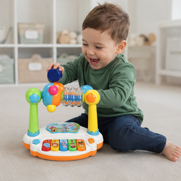 Kids Musical Piano Keyboard - Light and Sound Educational Toy for Toddlers Learning Rhythm, Music and Coordination