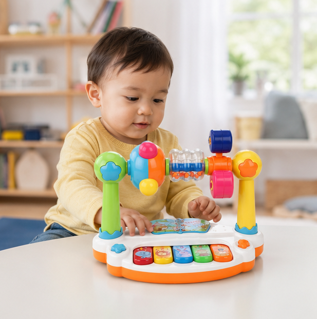 Kids Musical Piano Keyboard - Light and Sound Educational Toy for Toddlers Learning Rhythm, Music and Coordination