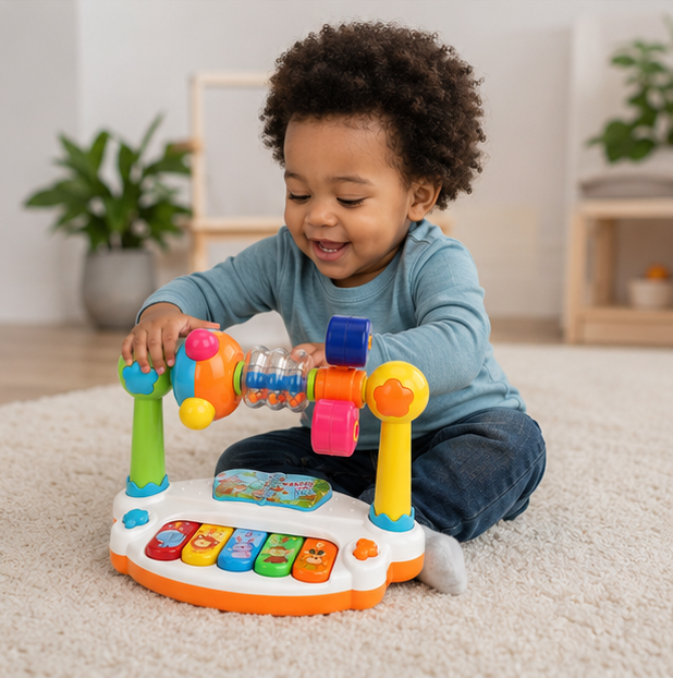 Kids Musical Piano Keyboard - Light and Sound Educational Toy for Toddlers Learning Rhythm, Music and Coordination