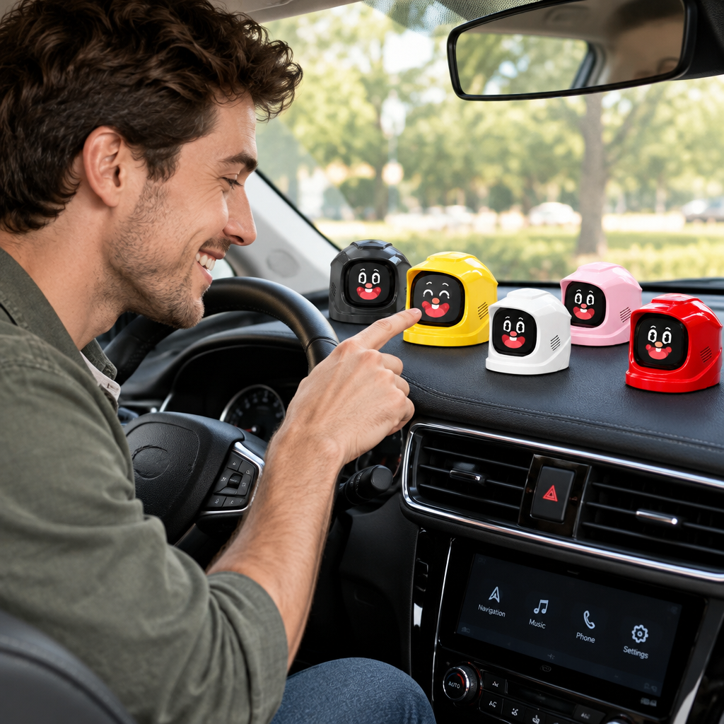 Interactive Car Dashboard Robot Pet – Smart Electronic Companion with Touchscreen, Sound Effects and Over 60 Expressions for Playful Drives