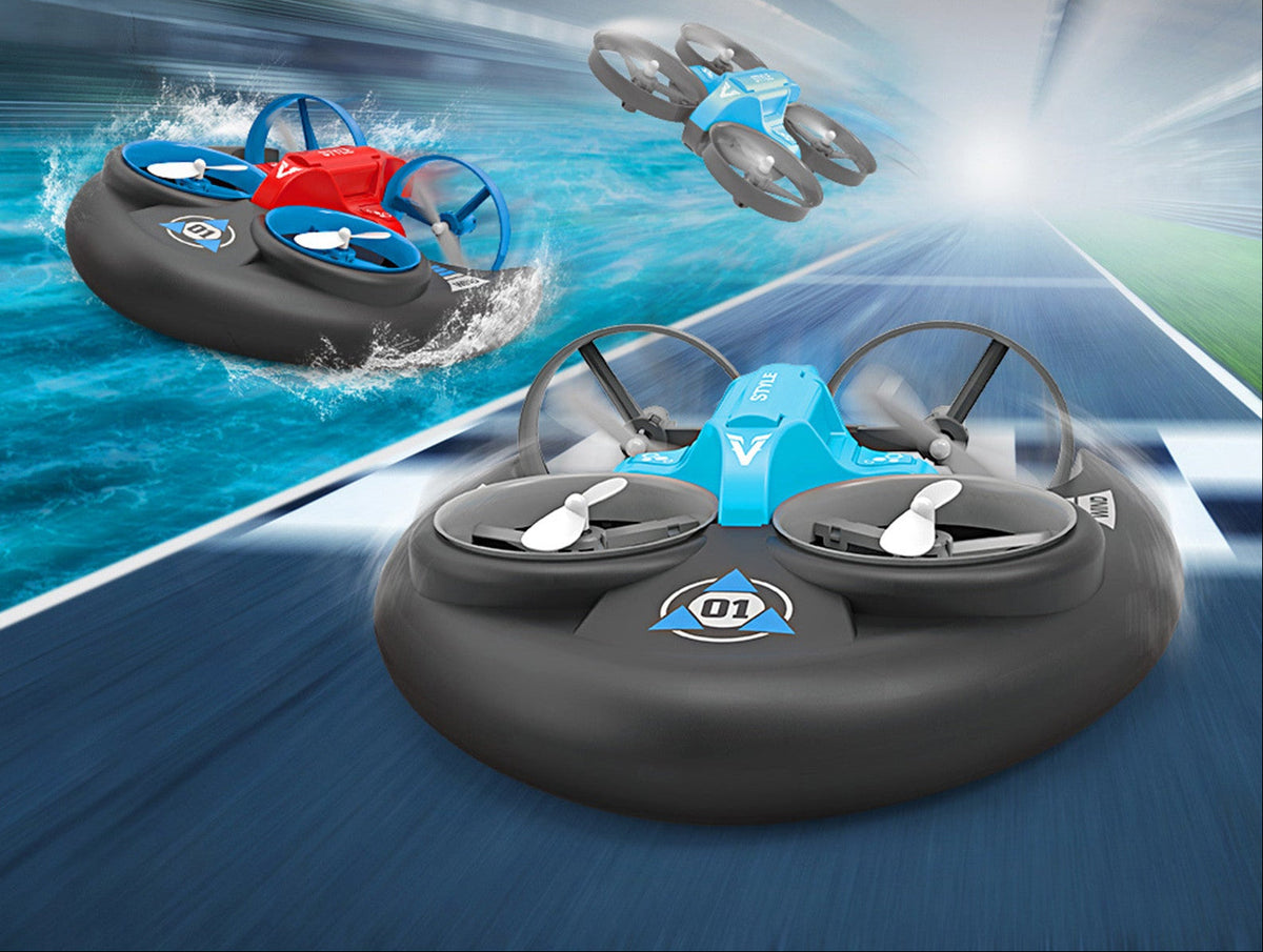Multifunction RC Hovercraft – 2.4G Water, Land and Air Mini Drone Vehicle for Kids, Outdoor Play and Gifts