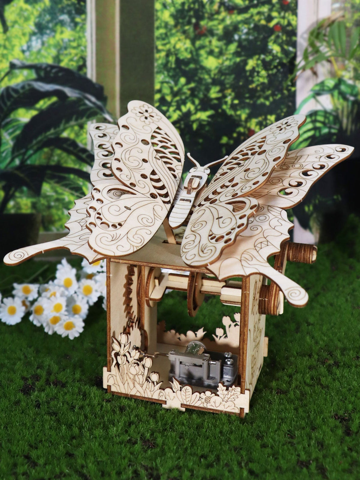 Wooden Butterfly Music Box Puzzle – 3D Hand-Assembled Mechanical Model Gift with Melody for Special Occasions