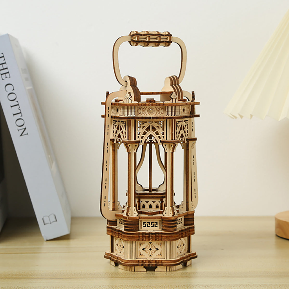 Rotating Vintage Lantern 3D Wooden Puzzle – Handmade DIY Craft Model Kit for Desk Decor and Birthday Gifts