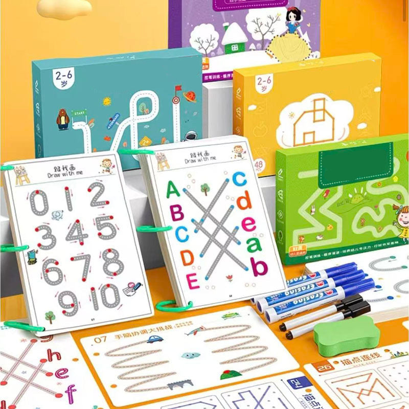 Magic Tracing Workbook Set – Reusable Montessori Practice Copybook for Kids Writing and Drawing Skill Development