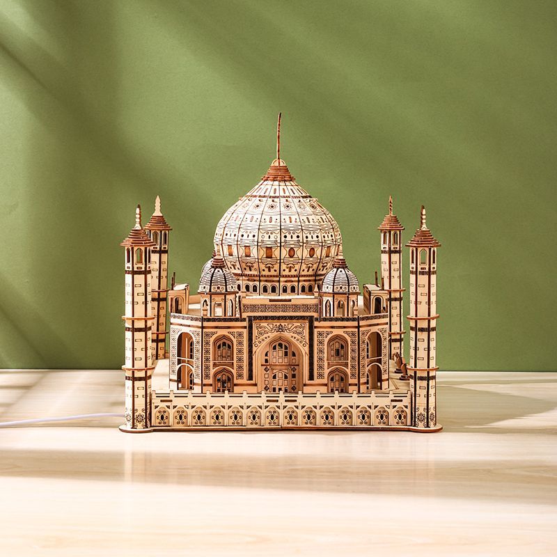 Wooden Taj Mahal Puzzle - 3D Detailed Architectural Model Kit for Adults, Stress Relief DIY Assembly Craft Gift and Decorative Display Piece