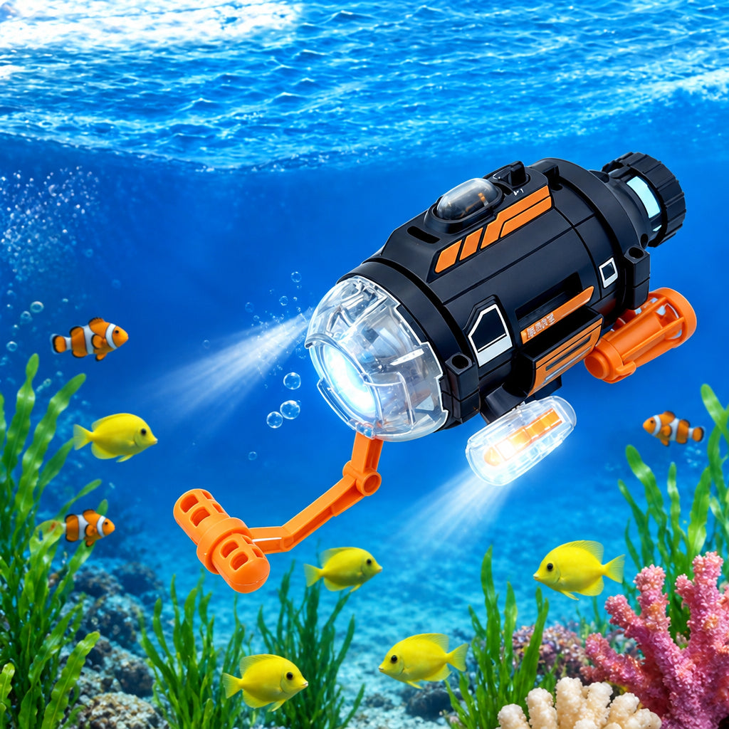 RC Submarine with Camera – USB Rechargeable Remote Control Boat with Photo, Video and LED Light Features for Kids’ Water Play