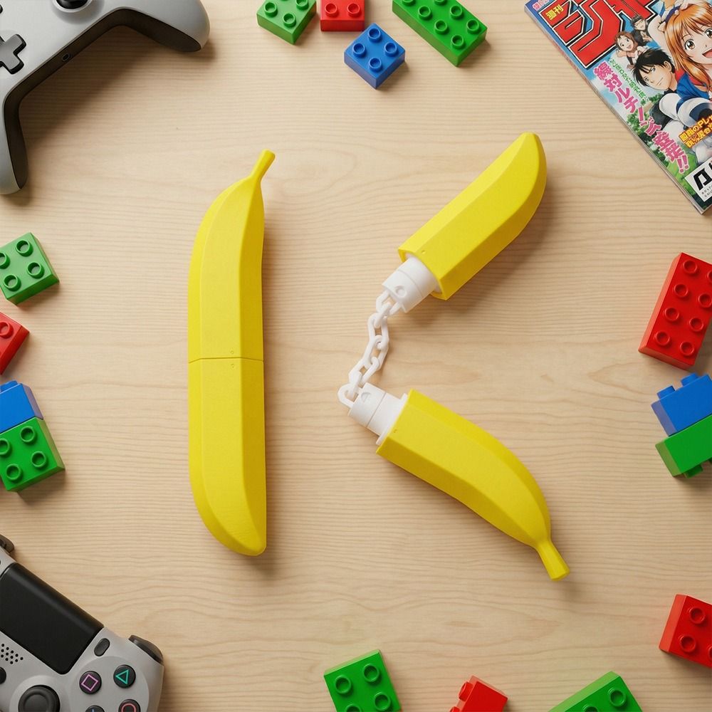 Exquisite Banana Nunchaku Toy – 3D Printed Creative Fruit-Shaped Decompression Model for Casual Fidget Play, Desktop Decor, Novelty Gifts and Collectors