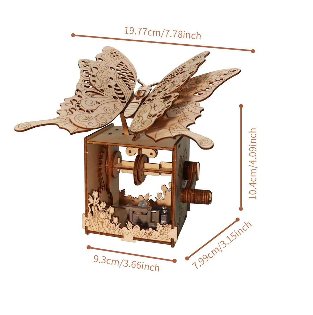 Wooden Butterfly Music Box Puzzle – 3D Hand-Assembled Mechanical Model Gift with Melody for Special Occasions