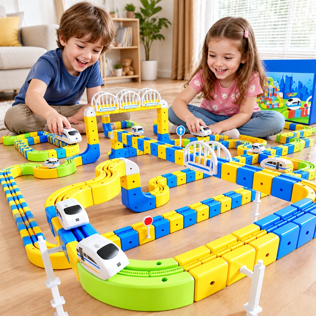 Magnetic Track Building Blocks – Interactive STEM Construction Set for Kids with DIY Assembly, Creative Learning and Educational Gift Appeal