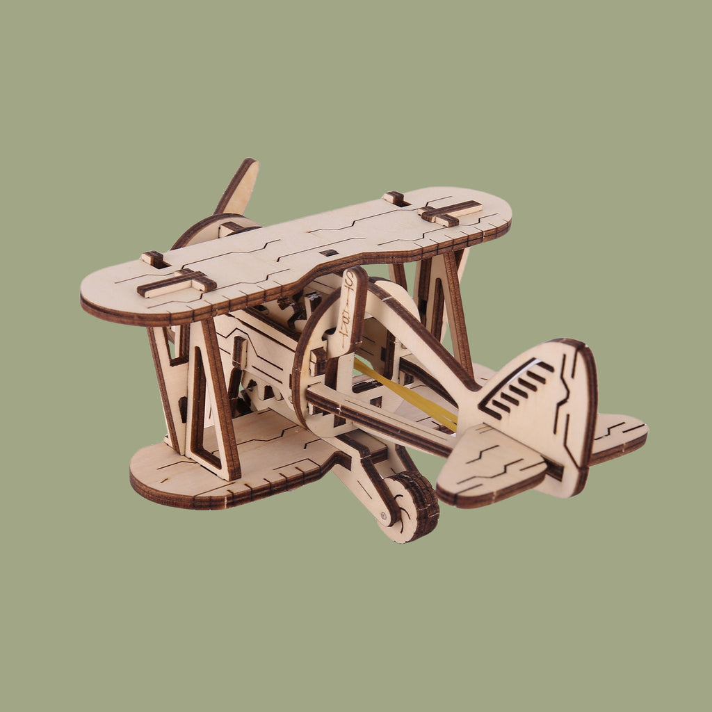 DIY Wooden Aircraft Puzzle Model Kit – Small 3D Plane Assembly Toy for Adults, Birthday, Halloween and Christmas Gift Ideas