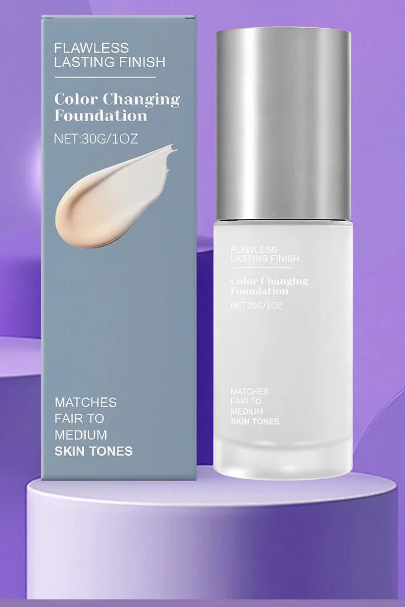 Color-Changing Foundation – Full-Coverage Lightweight Face Makeup that Brightens, Conceals Pores and Fine Lines for a Smooth Natural-Looking Everyday Finish