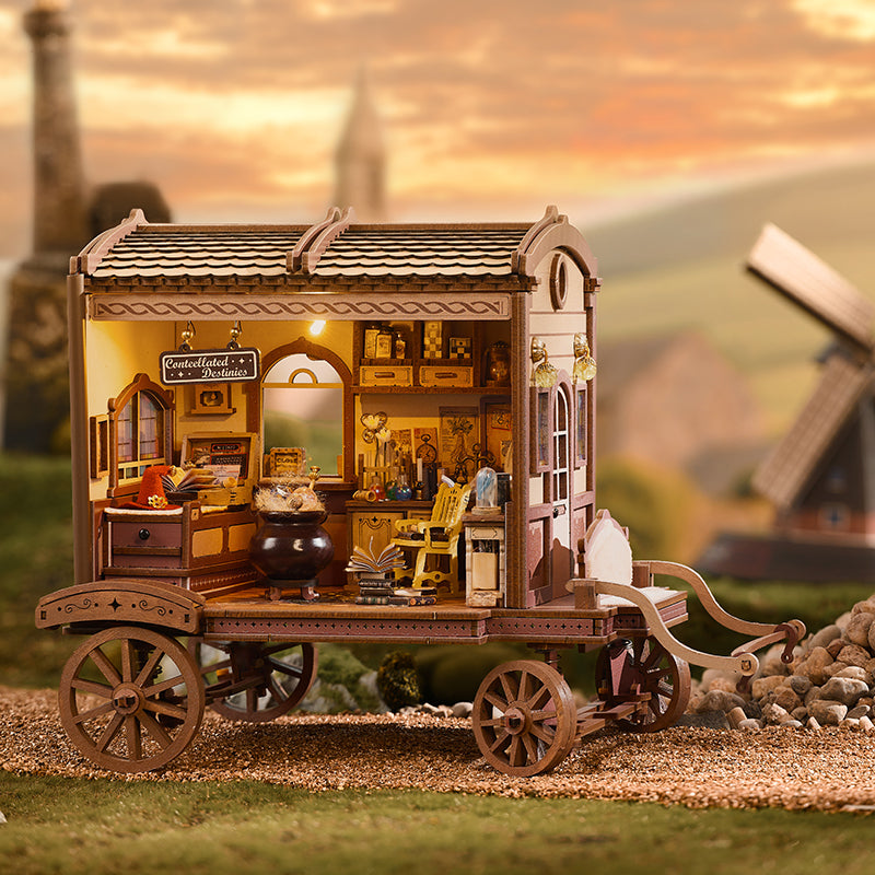 DIY Wooden Miniature Dollhouse Kit - 3D Puzzle Magic Cabin with Furniture, Creative Handmade Craft Model Gift for Friends and Home Decoration
