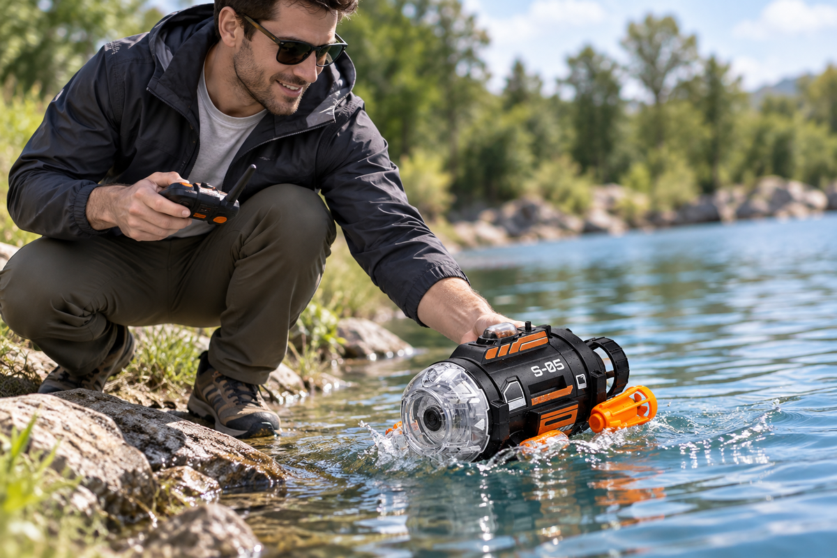 RC Submarine with Camera – USB Rechargeable Remote Control Boat with Photo, Video and LED Light Features for Kids’ Water Play