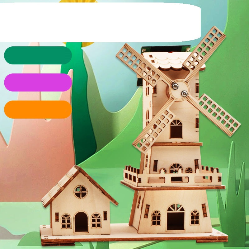 Solar Windmill Puzzle STEM Kit – 3D DIY Physics Educational Toy with Solar Power Technology Experiment for Kids Learning
