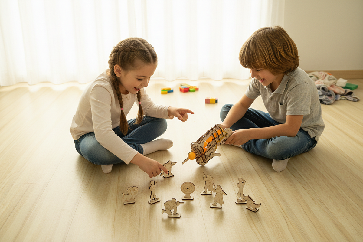 DIY Wooden Rubber Band Gun Puzzle Kit – Creative Assembly Building Block Pistol Model Toy for Kids Engineering Play
