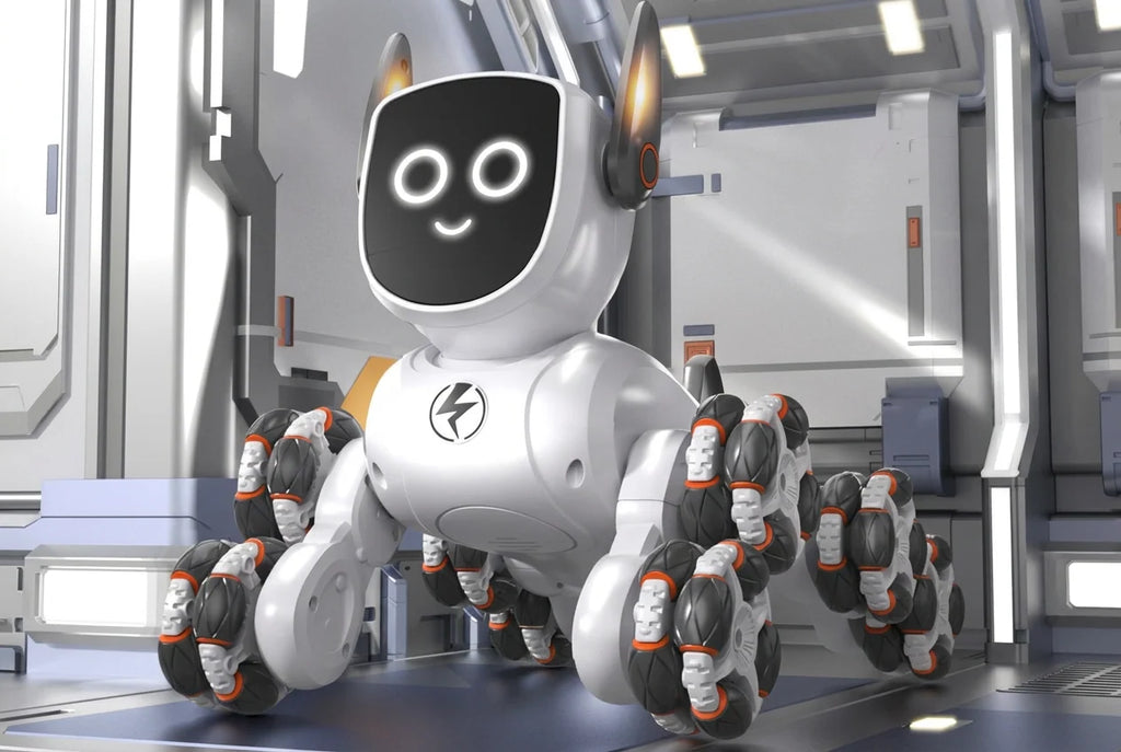 Smart Robot Dog Toy – Voice and Gesture-Controlled Mechanical Pet with Multiwheel Stunts for Interactive Kids Play and Creative Gifts