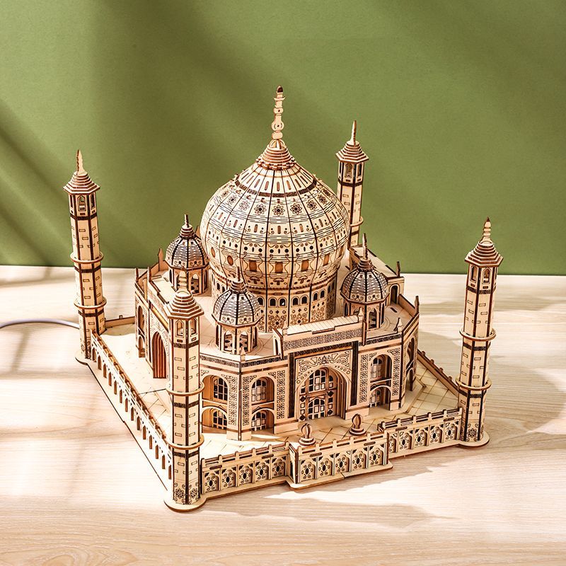 Wooden Taj Mahal Puzzle - 3D Detailed Architectural Model Kit for Adults, Stress Relief DIY Assembly Craft Gift and Decorative Display Piece