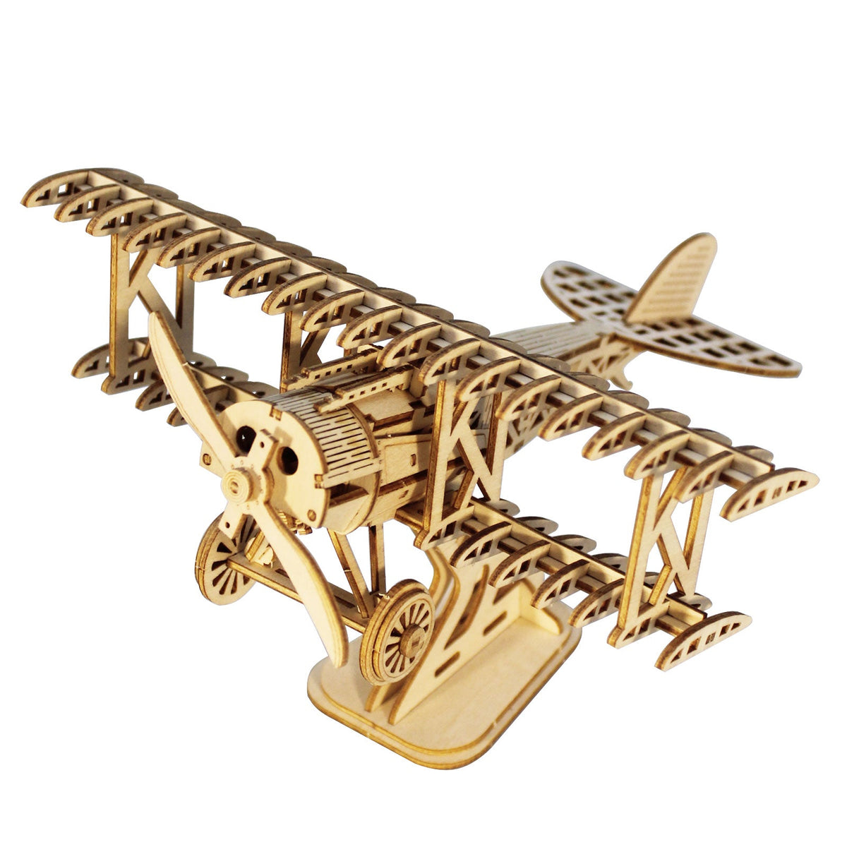 DIY Wooden Bi-Plane Puzzle Model Kit – 3D Handmade Aircraft Building Toy for Creative Play, Education and Gift Giving