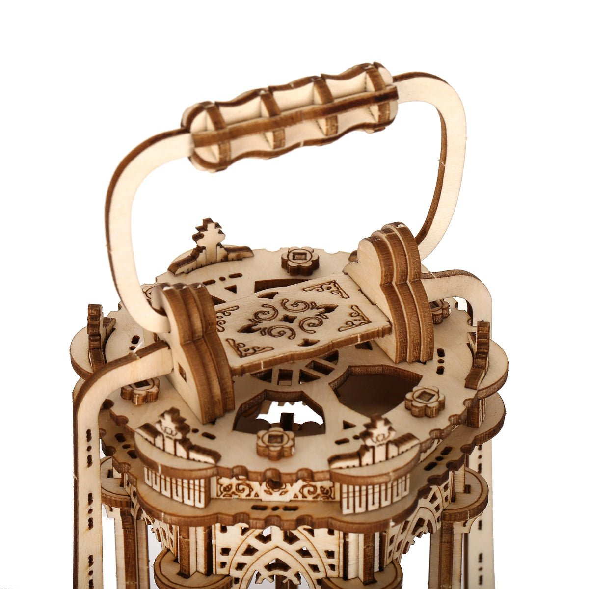 Rotating Vintage Lantern 3D Wooden Puzzle – Handmade DIY Craft Model Kit for Desk Decor and Birthday Gifts