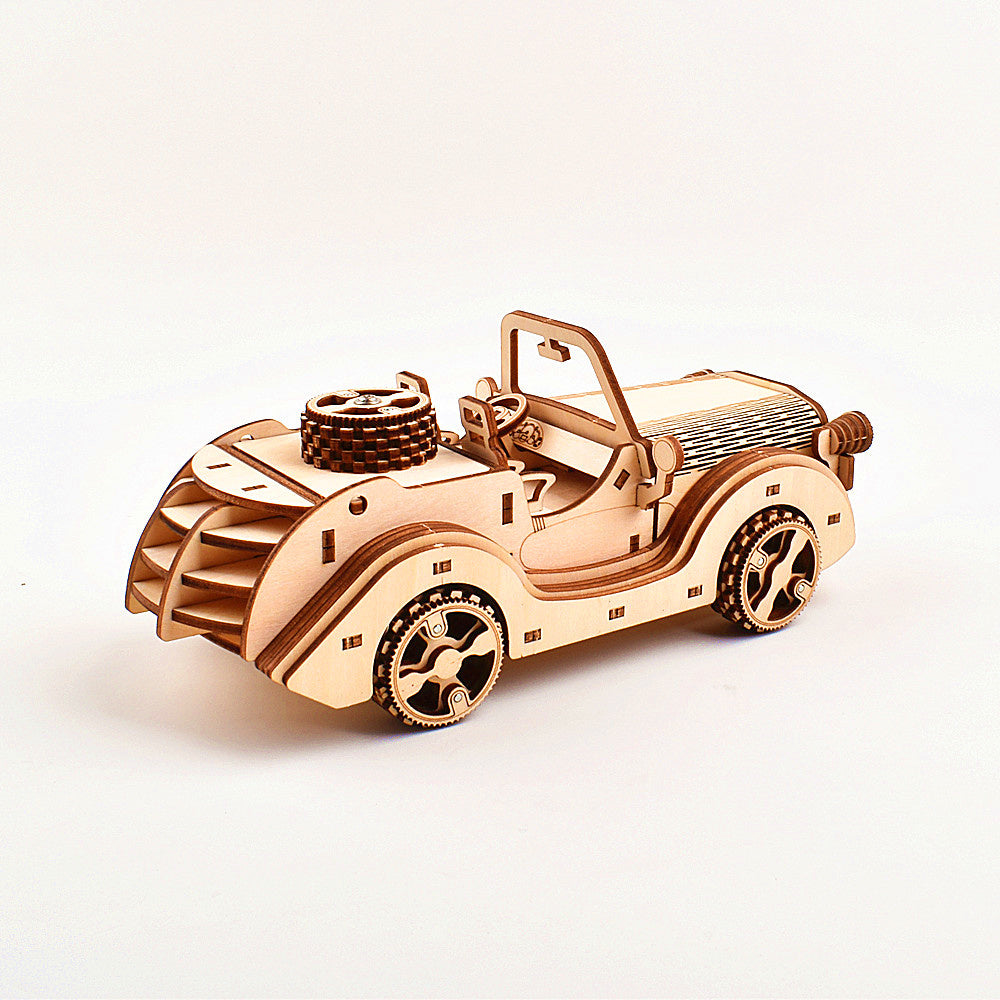 Vintage Classic Car Wooden Puzzle – Creative DIY 3D Science Experiment Toy for Children’s Learning and Play