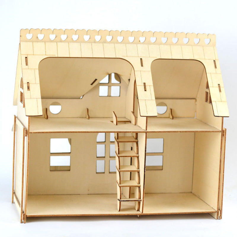 Wooden Miniature Dollhouse Puzzle – DIY Assembled 3D Doll House Model Kit for Girls and Creative Play